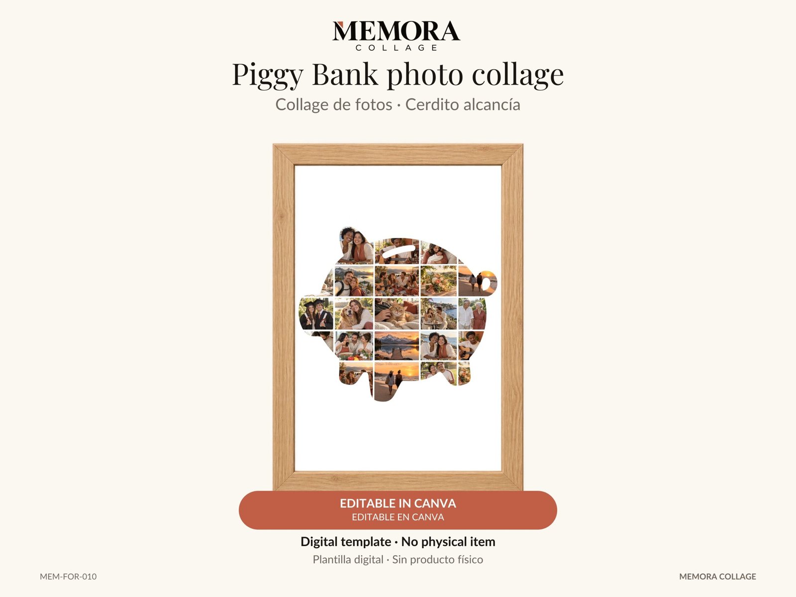 Collage Cerdito alcancía - Plantilla Canva